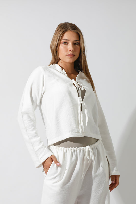 Co-Ord Short Cardigan - White