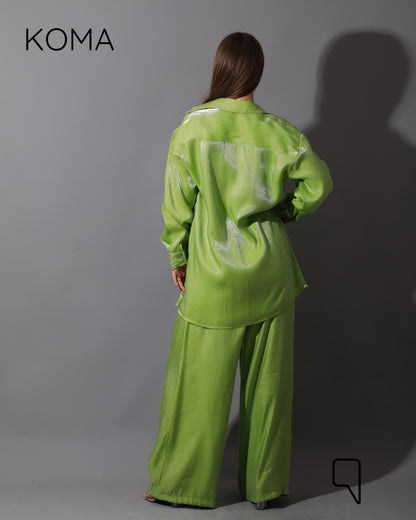 Shemer Wide Leg Trousers - Lime Green