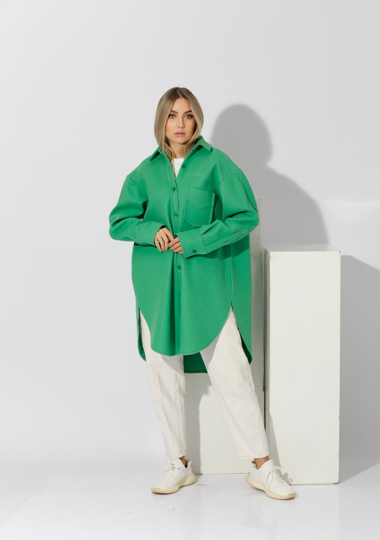 Woolen Oversized Shirt - Green