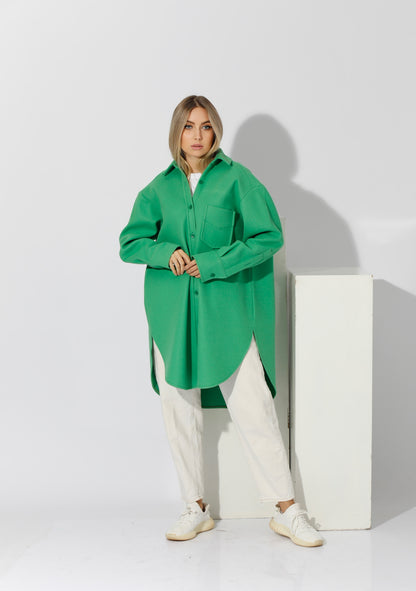 Woolen Oversized Shirt - Green