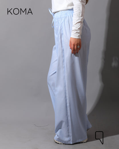 Striped Straight Leg trousers - Striped Baby Blue