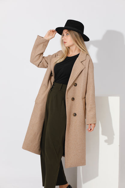 Double Breasted Coat - Beige