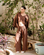 Anabella Asymmetric Cape - Brown