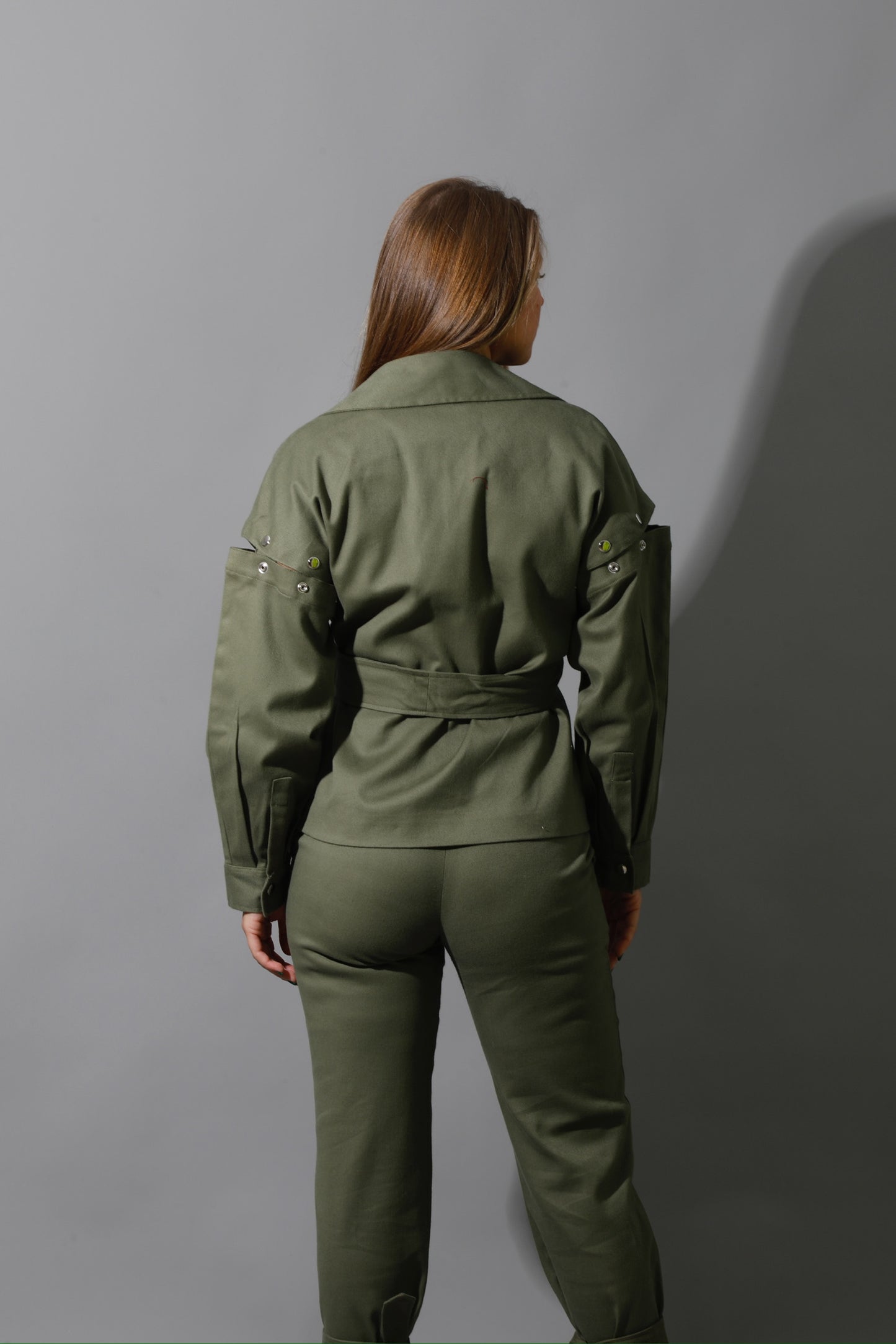 Co-Ord Detached Sleeves Jacket - Olive