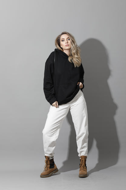 Zipped Oversized Hoodie - Black