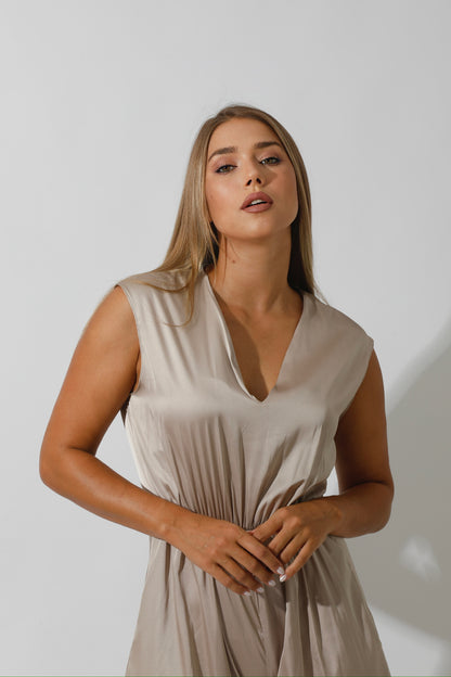 Flared Jumpsuit - Beige