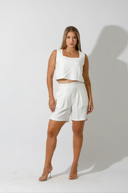 Flared Shorts - White