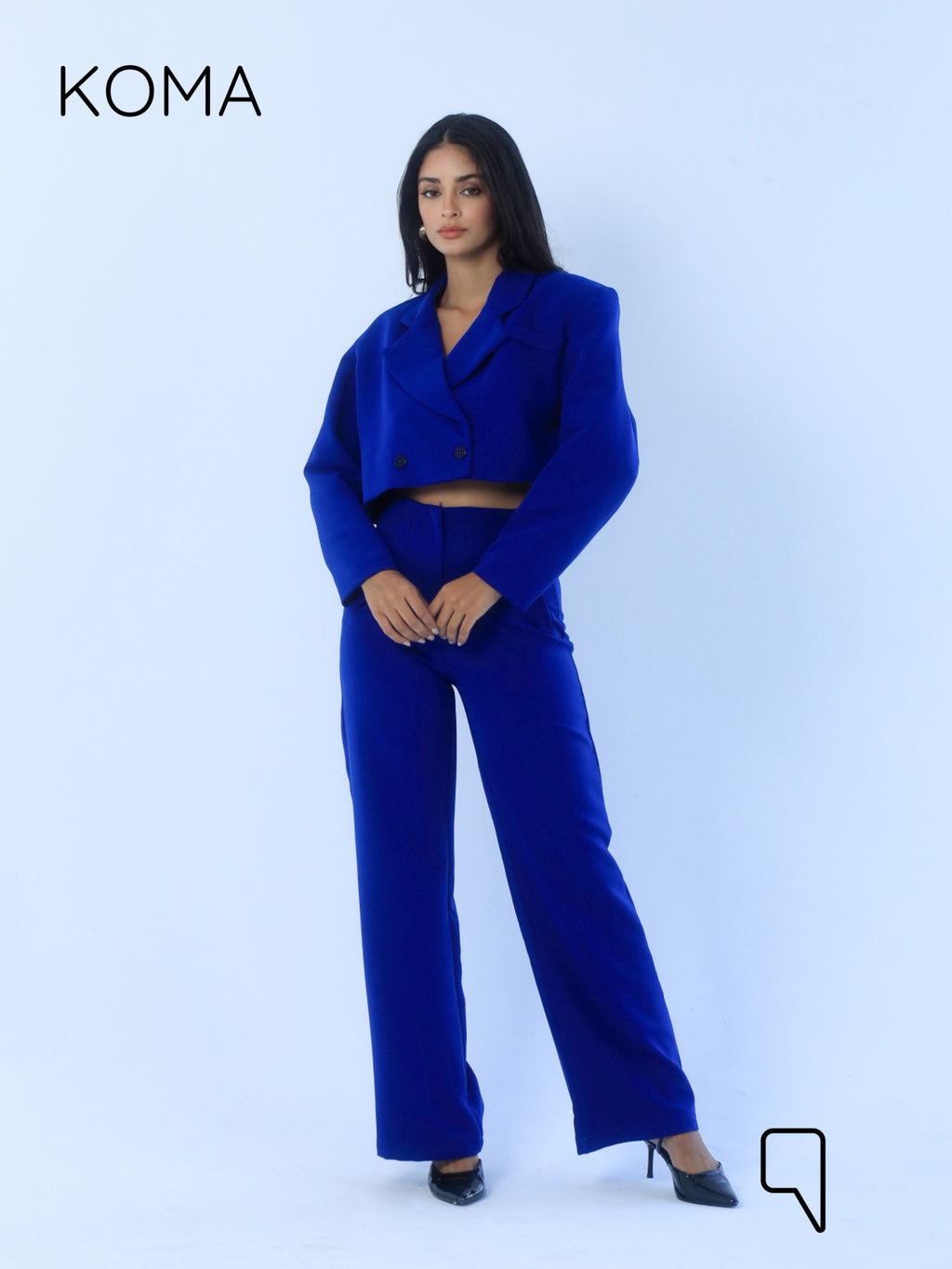 Uma Cropped Blazer - Electric Blue