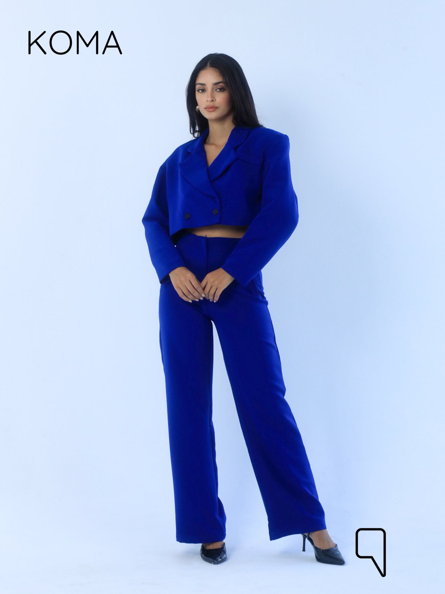Uma Cropped Blazer - Electric Blue
