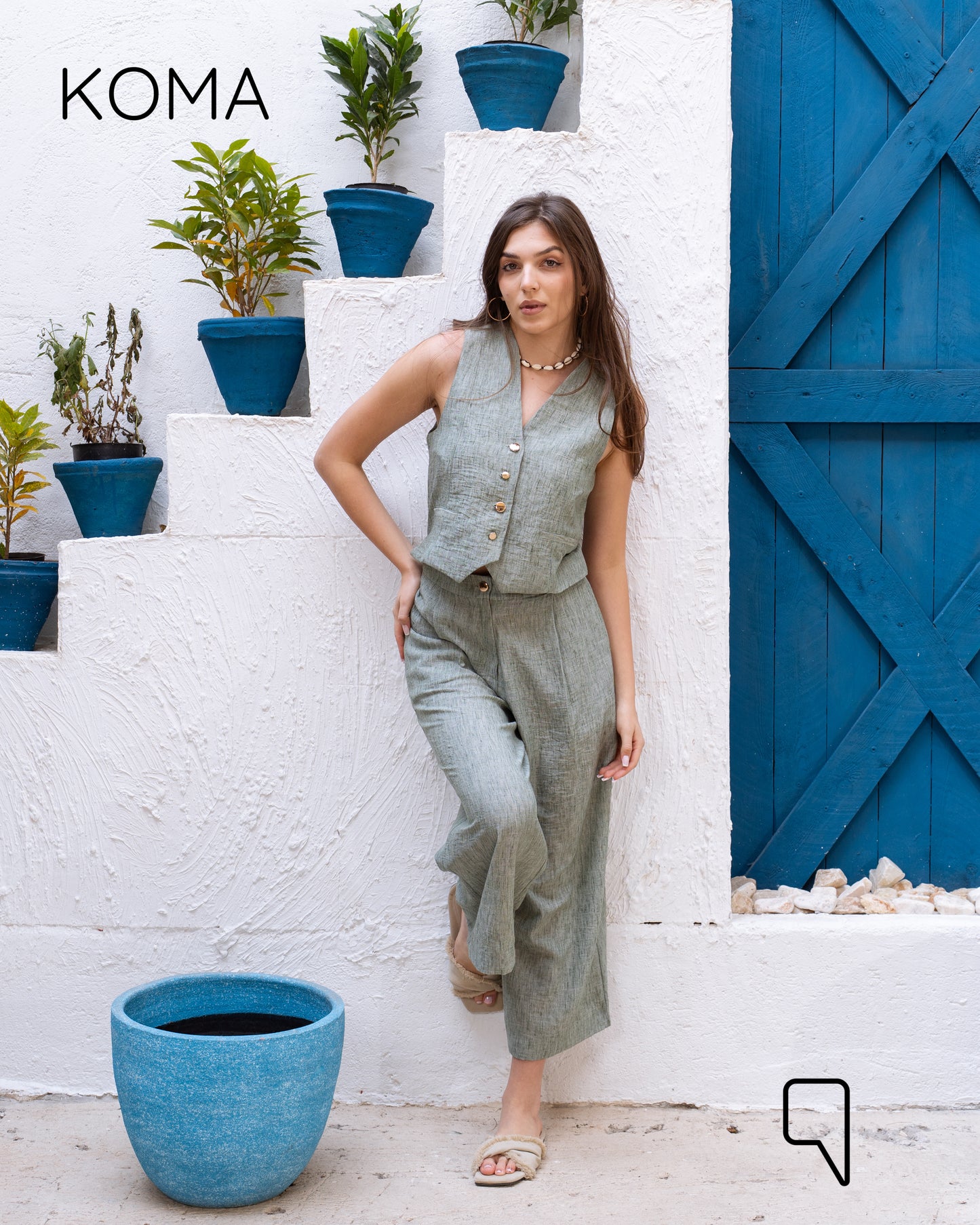 Judy Blend Waistcoat Jumpsuit - Matcha
