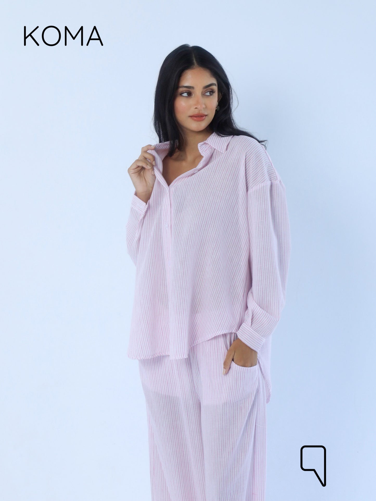 Matilda Long Sleeves Shirt - Striped Pink