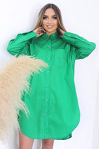 Oversized Shirt Dress - Green
