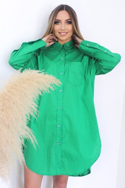 Oversized Shirt Dress - Green