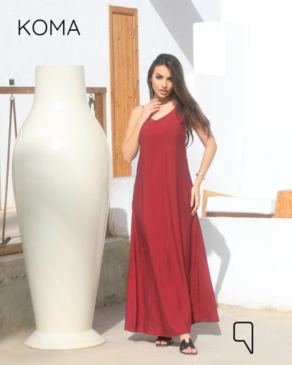 Noella Backless Maxi Dress - Maroon