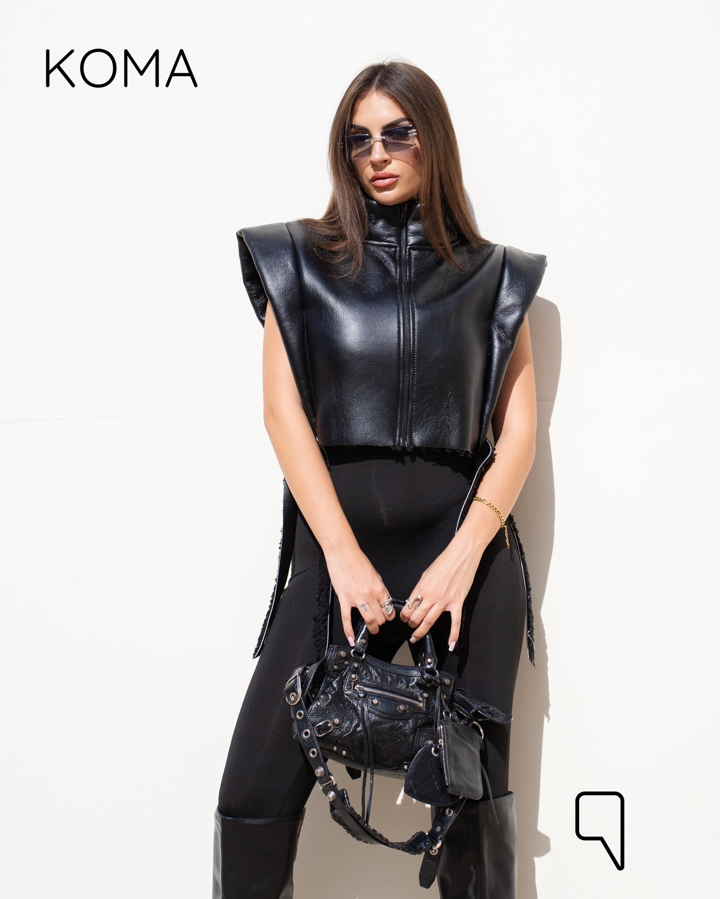 Dixi Leather Fur Vest - Black