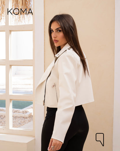 Leather Biker Jacket - White