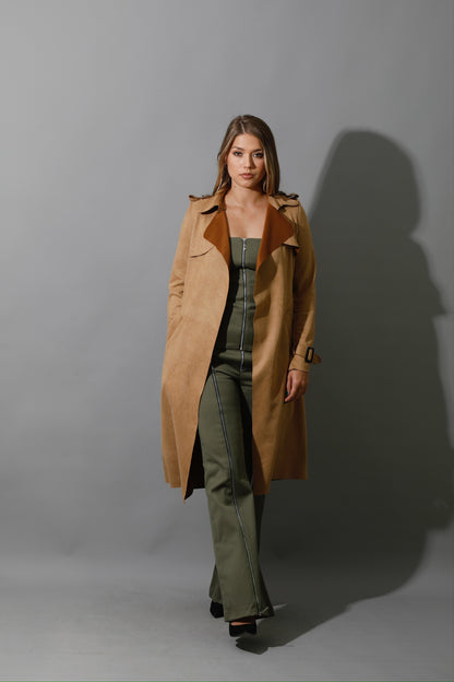 Wrap Trench Cardigan - Camel