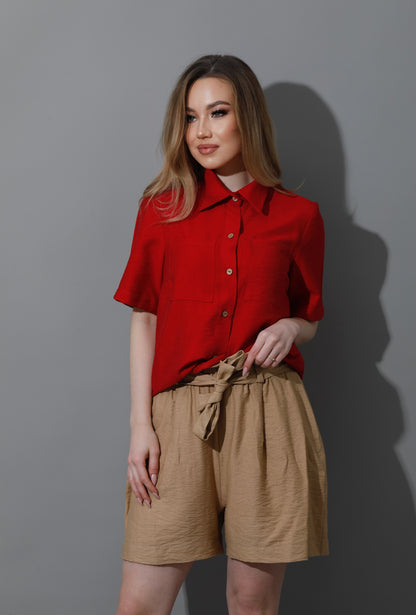 Shorts With Belts - Beige