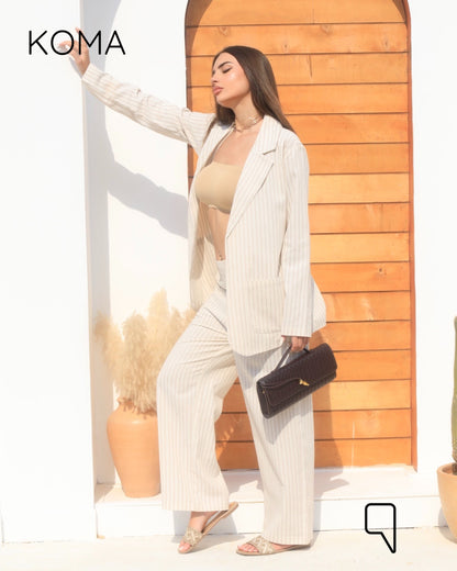 Candice Stripped Light Suit - Brown