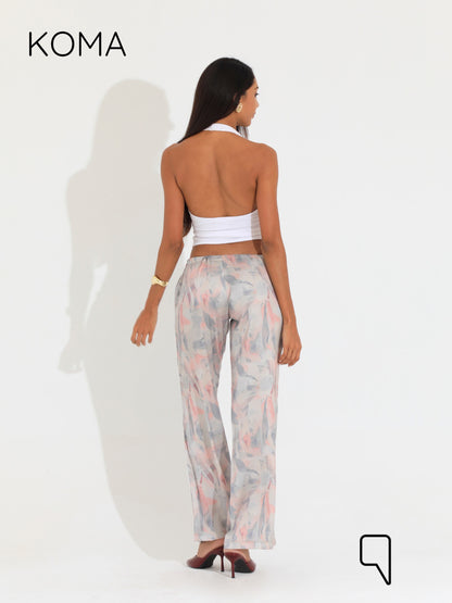 Elsie Lose Fit Trousers - Multicolored Beige￼
