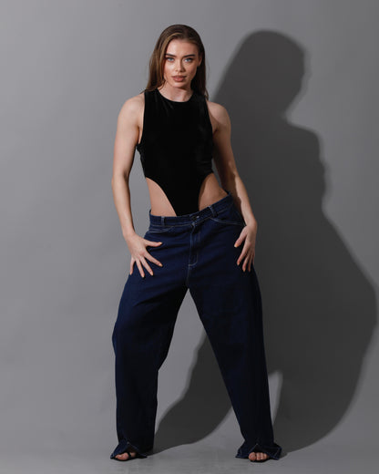 Velvet Body Suit - Black