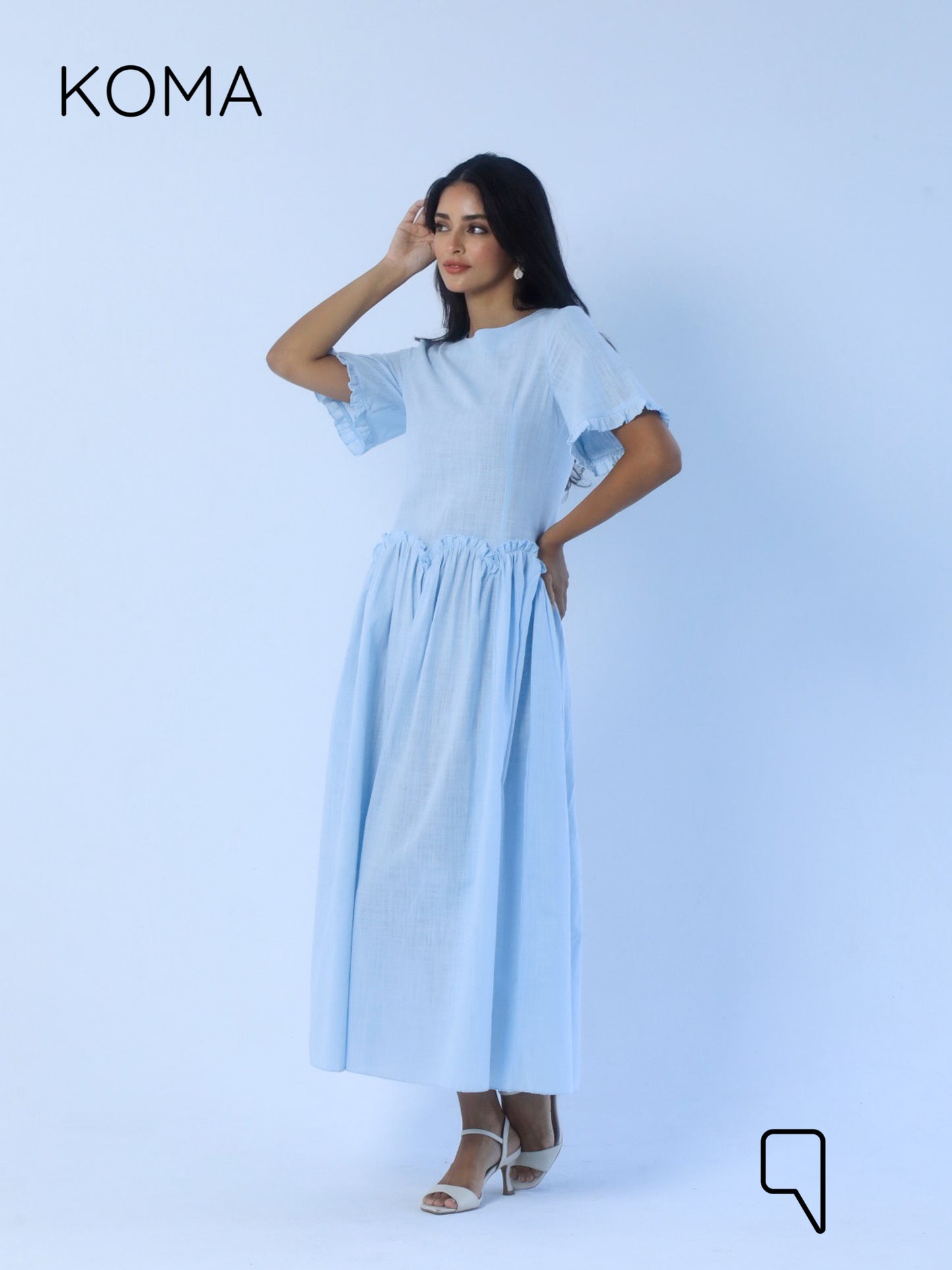 Eve Midi Blend Dress - Baby Blue