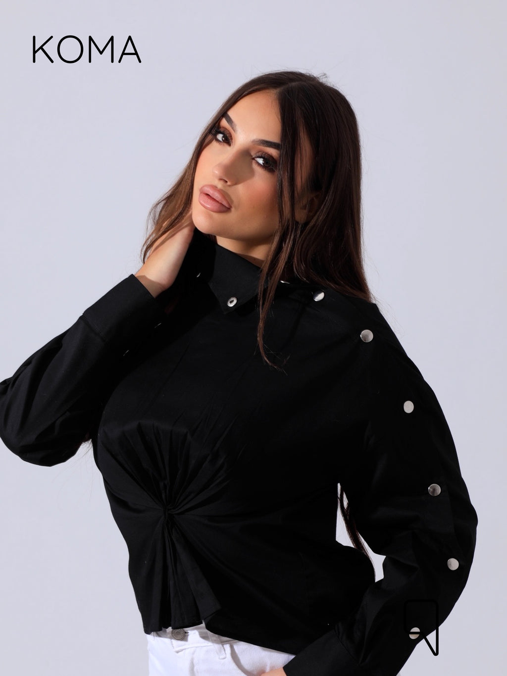 issy snap-button Shirt - Black