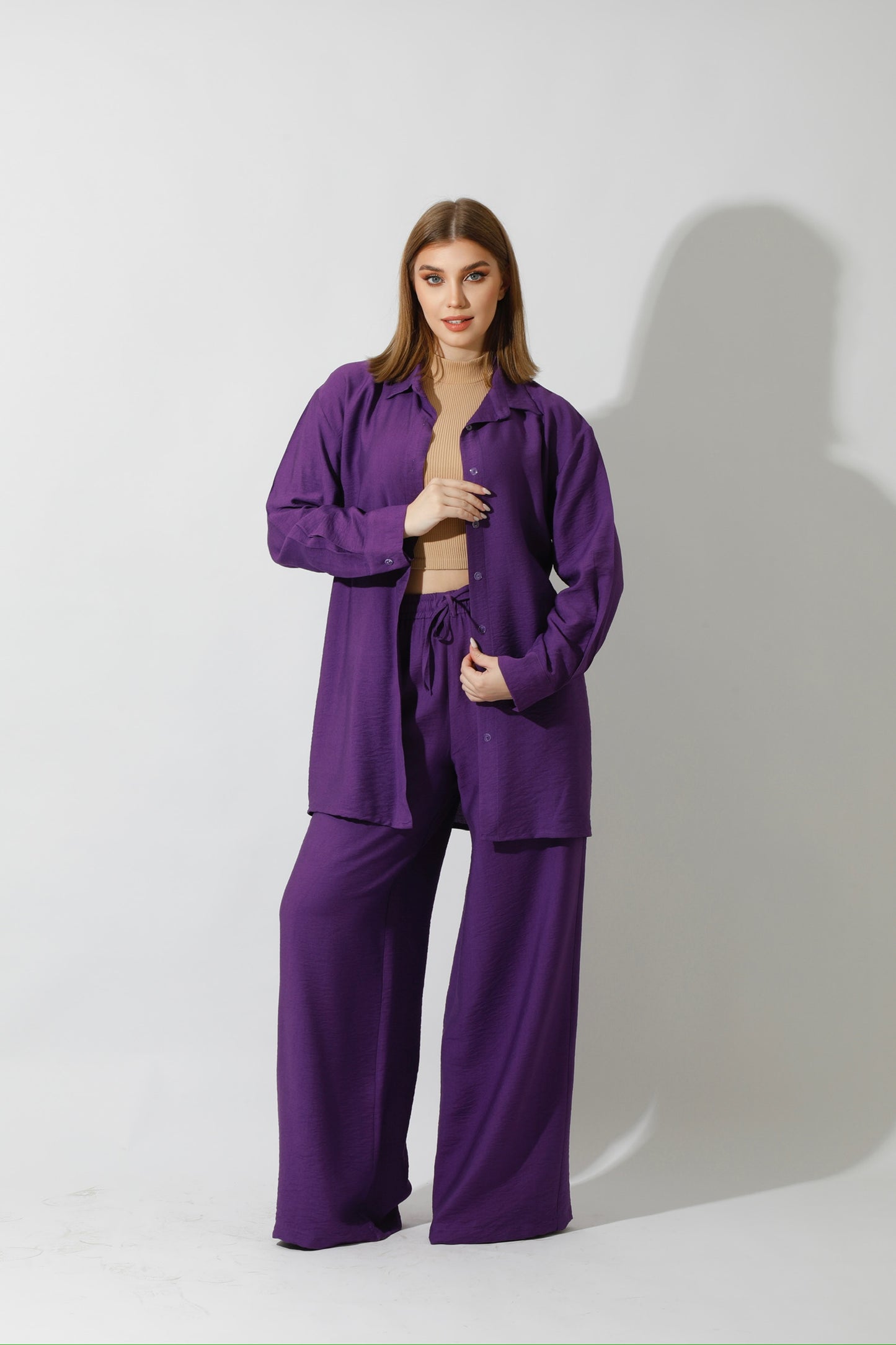 Co-Ord Long Sleeves Shirt - Purple