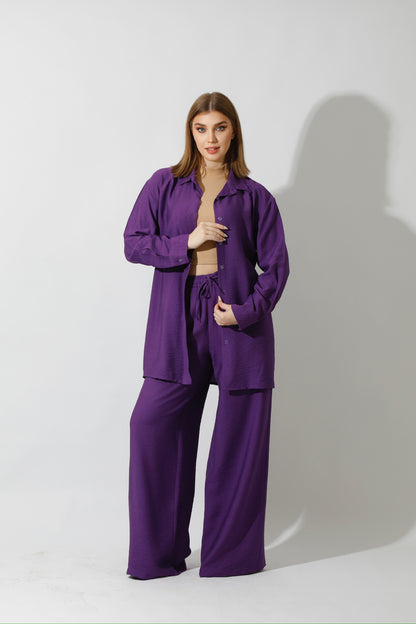 Co-Ord Long Sleeves Shirt - Purple