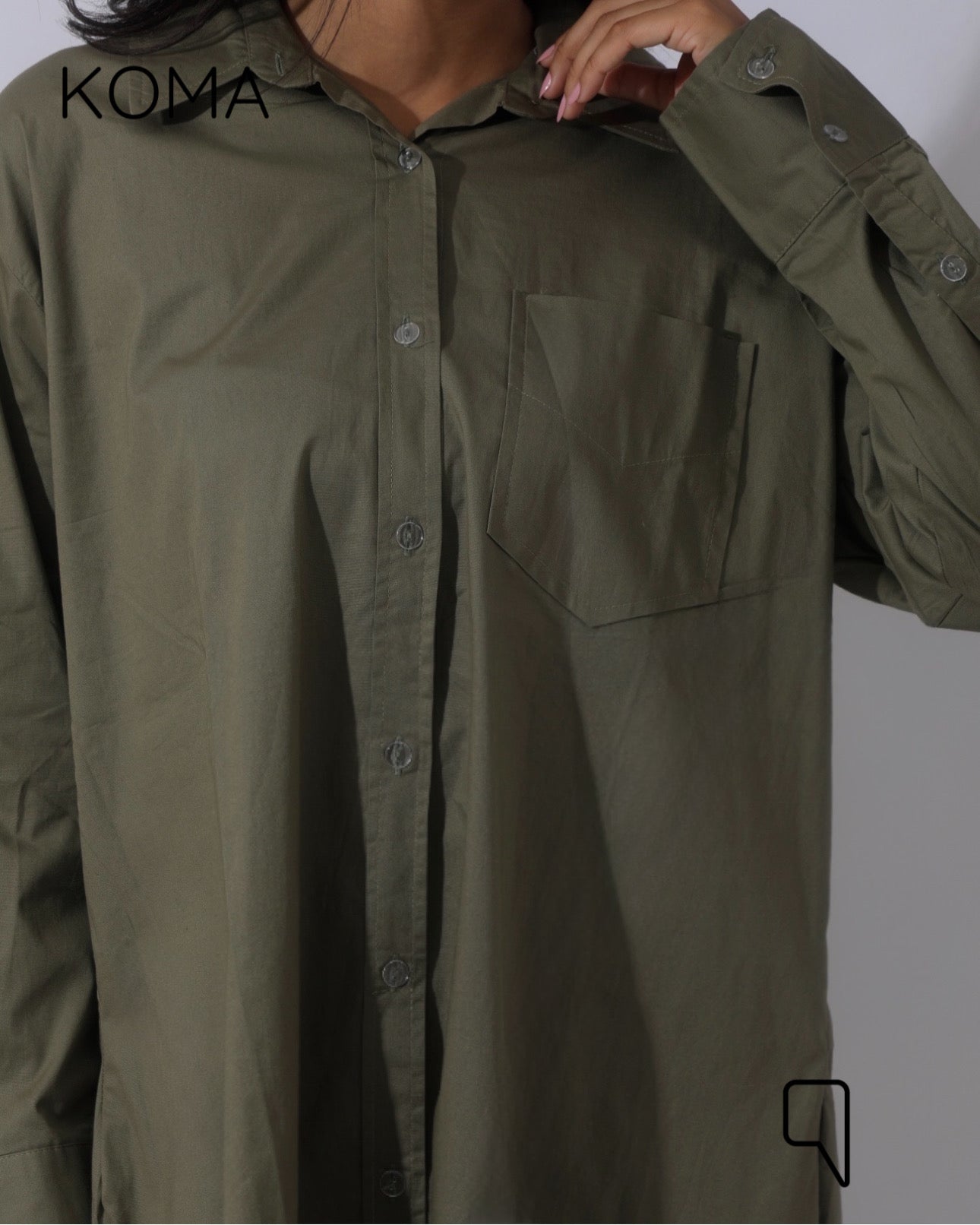 Oversized Shirt Dress - Olive