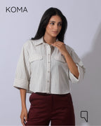 Paloma Striped Blend Shirt - Olive