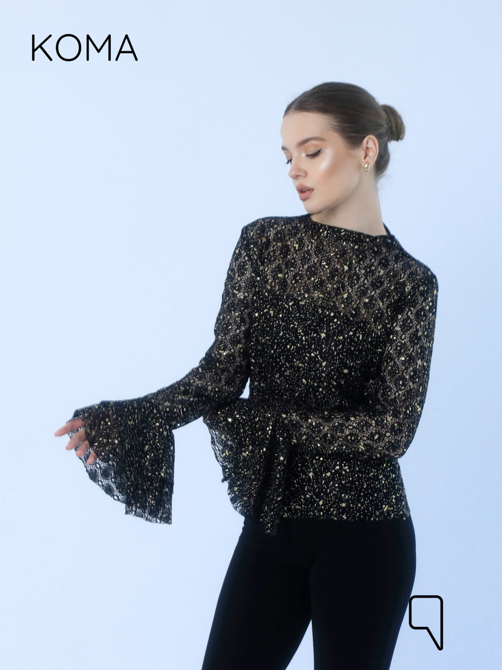 Chiara Dentil Blouse - Black Gold