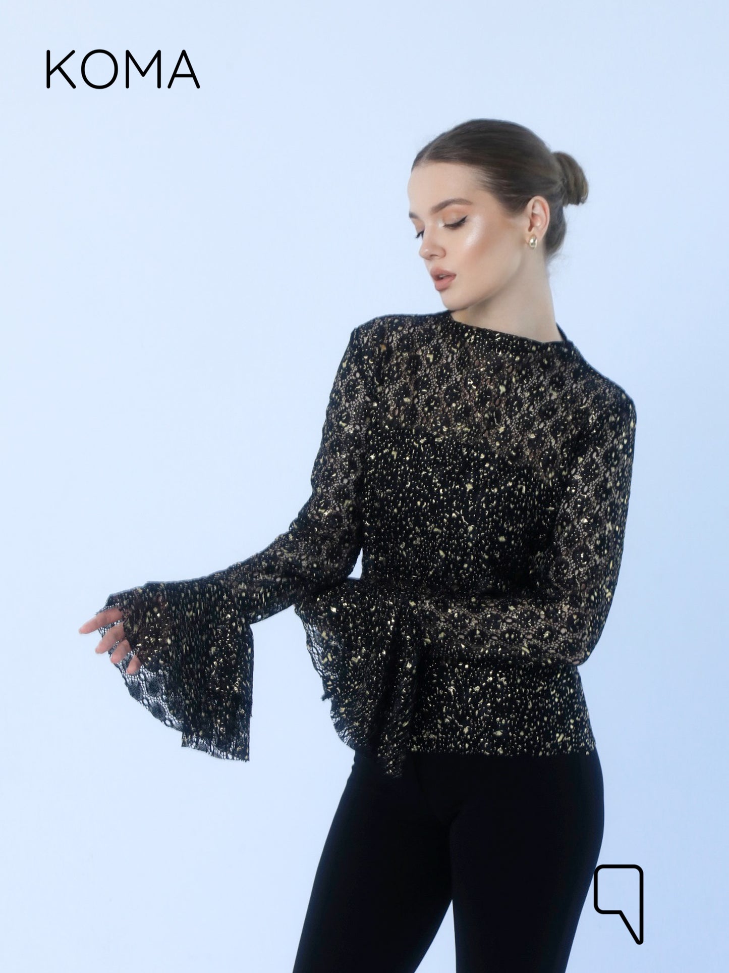 Chiara Dentil Blouse - Black Gold