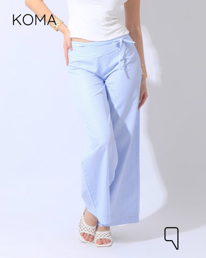 Sloane Striped Low Waist Pants - Baby Blue