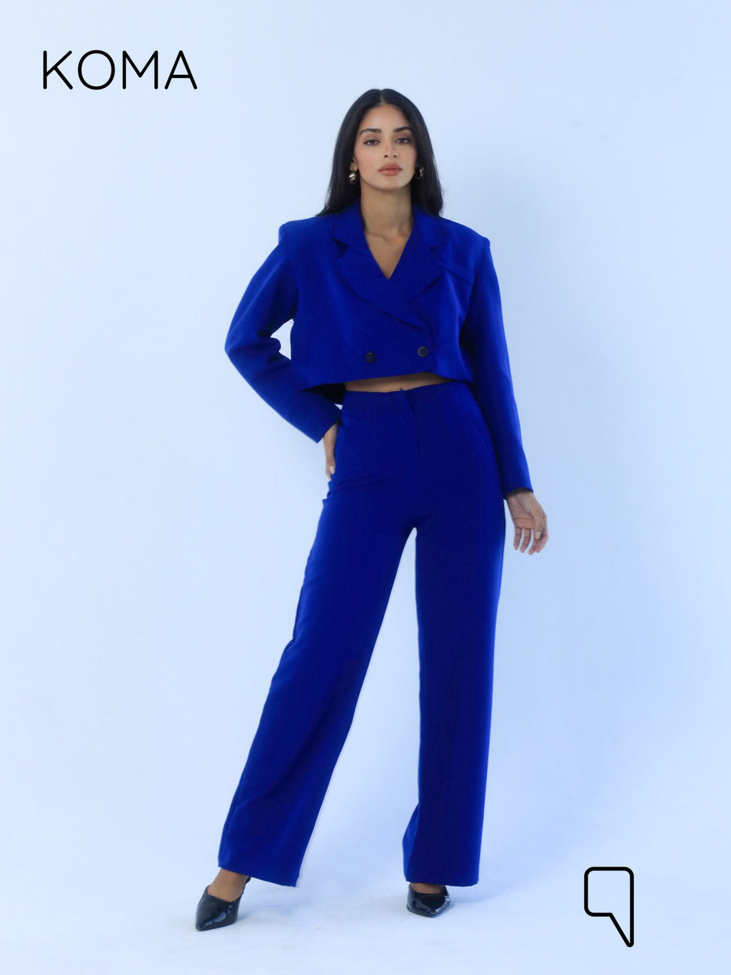 Uma Cropped Blazer - Electric Blue