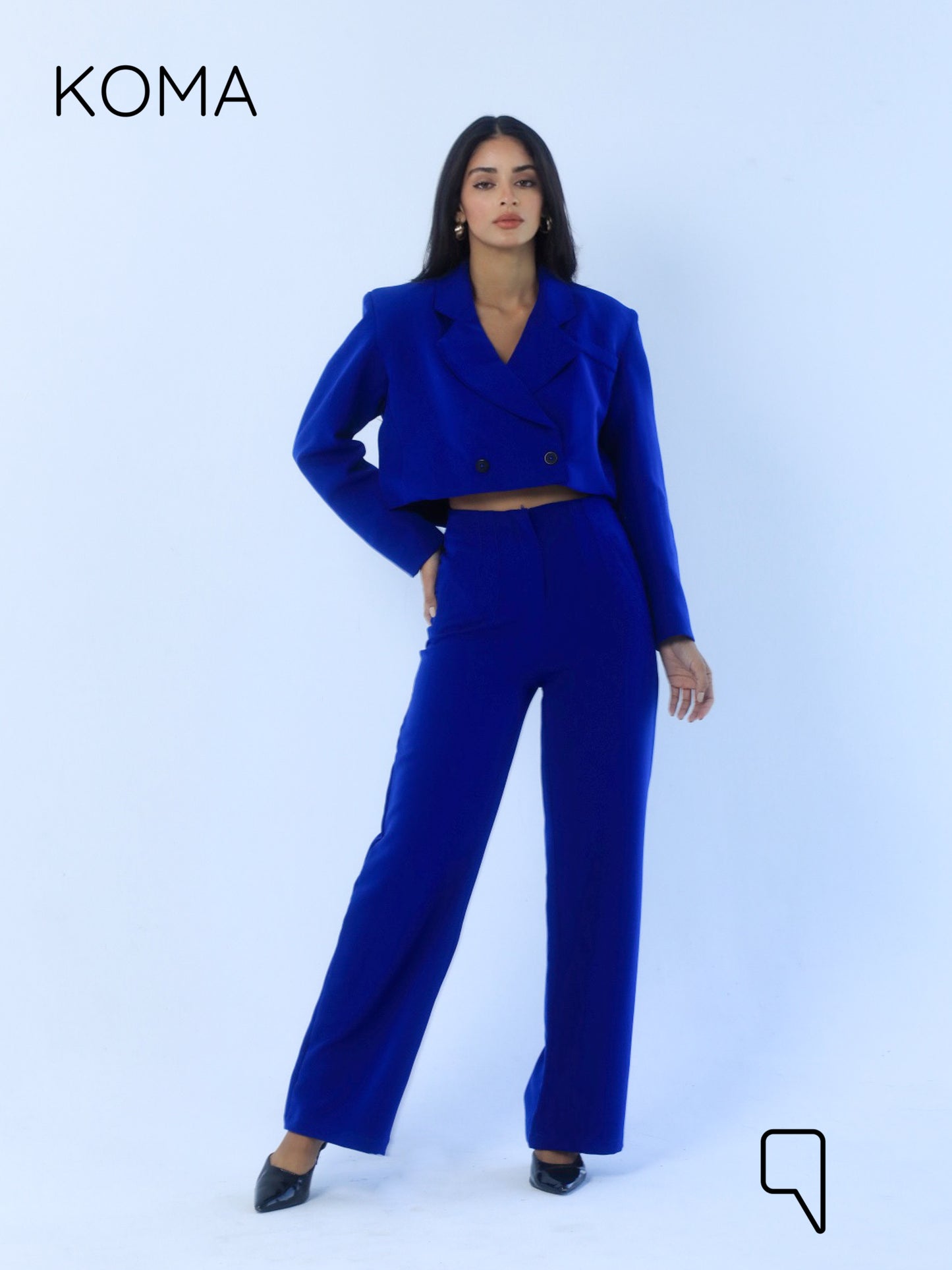 Uma Cropped Blazer - Electric Blue