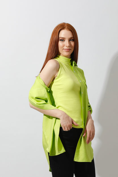 Slinky Half Neck Top - Lime Green