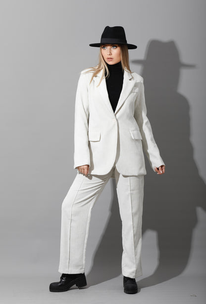 Tailored Oversized Suits - White Velvet