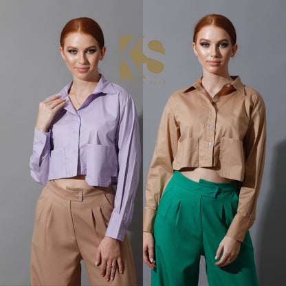 Cropped Shirt - Beige