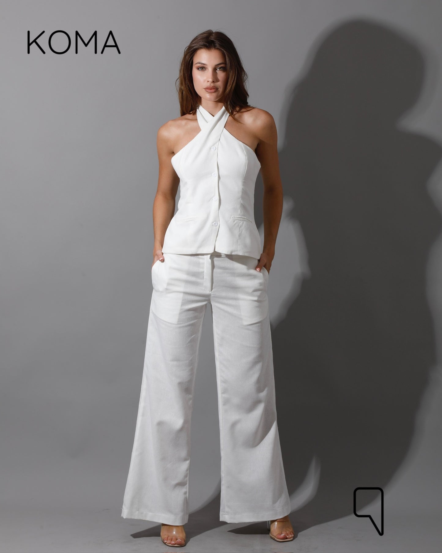 Hallie Halter Neck Vest - White