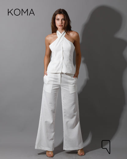 Hallie Halter Neck Vest - White