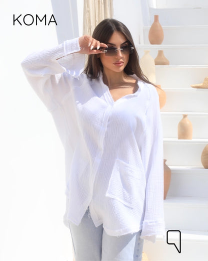 Greta Crincle Shirt - White