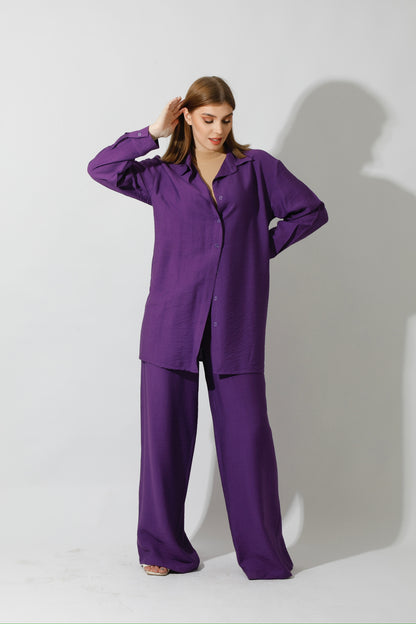 Co-Ord Long Sleeves Shirt - Purple