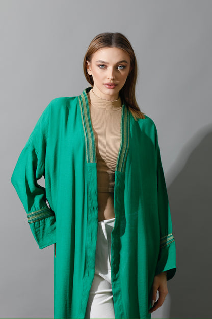 Long Kaftan - Green X Gold