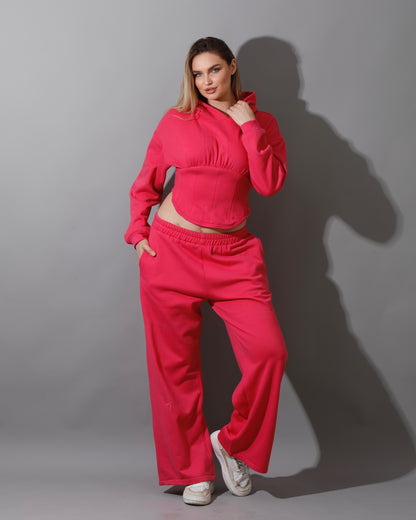 Corset Hoodie & Pants Set - Barbie Pink