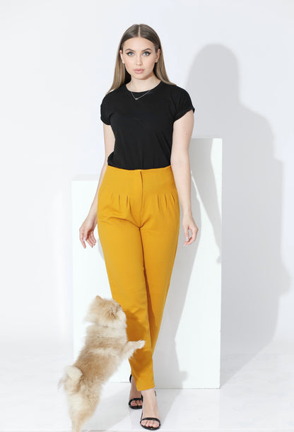 High Waist Trousers - Yellow