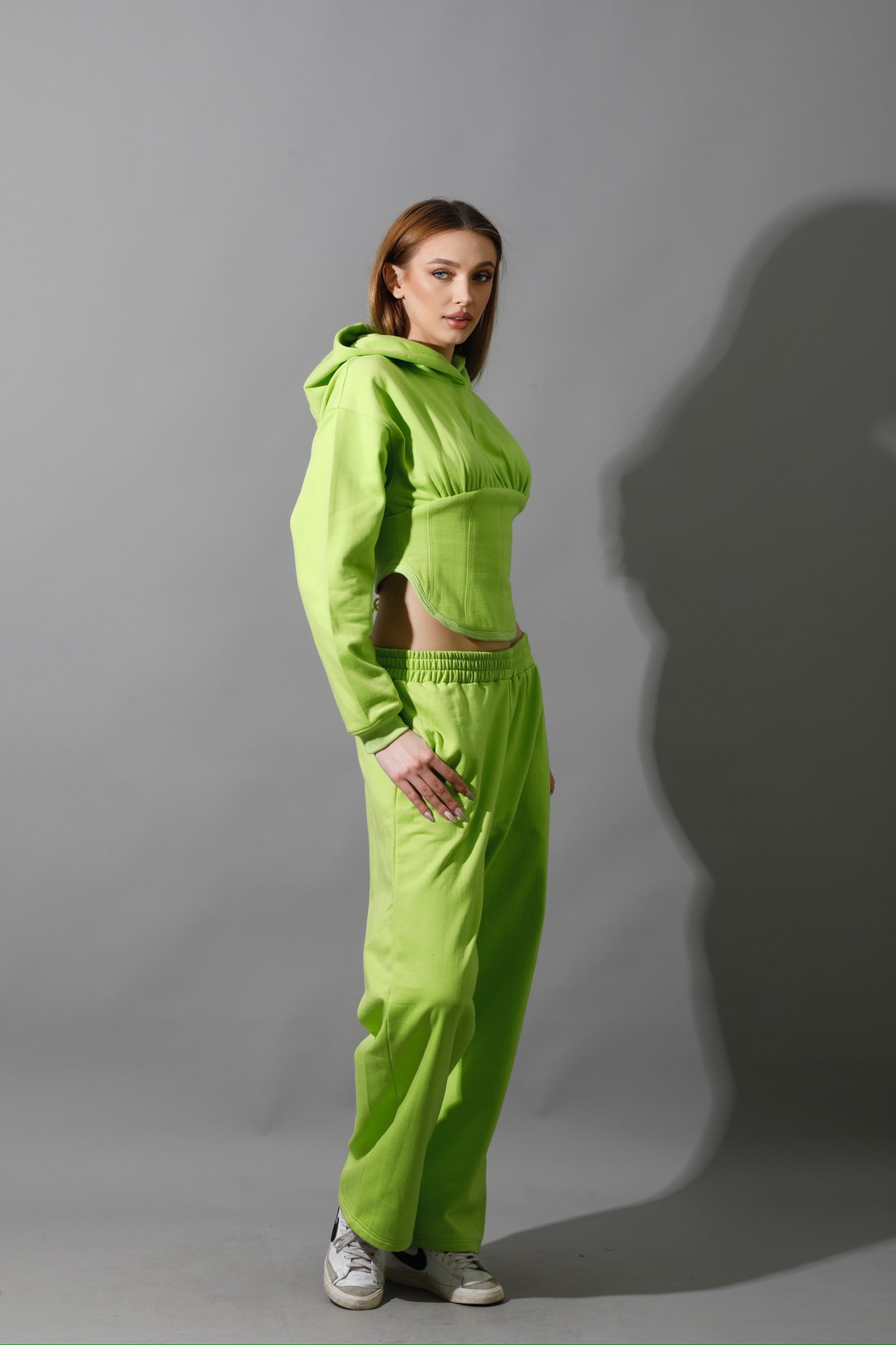 Corset Hoodie Set - Lime Green