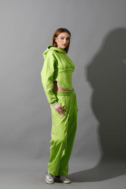 Corset Hoodie Set - Lime Green