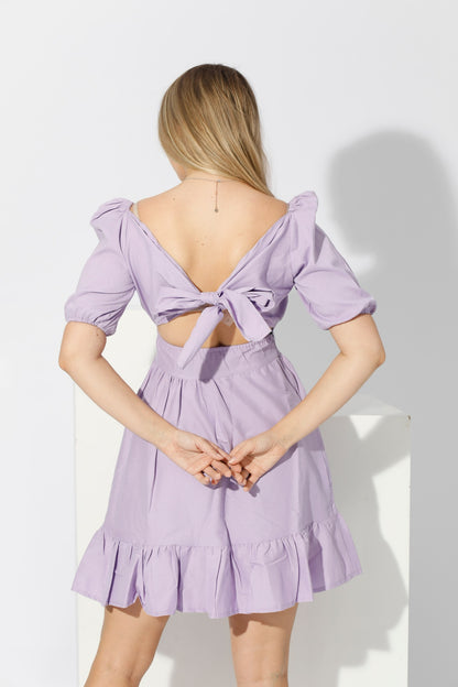 Short Dress with Back Bow tie - Lilac