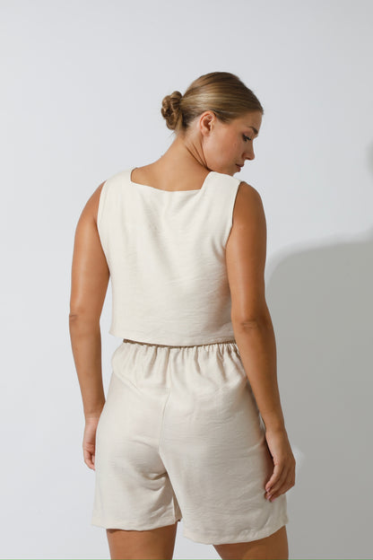 Flared Shorts - Beige